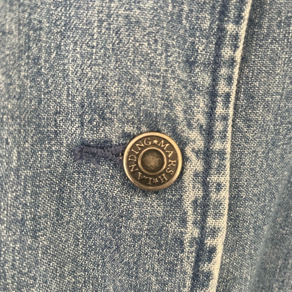 Marsh Landing Blue Denim Barn Chore Jacket with Blue Corduroy Collar 90s 1X - Picture 3 of 10